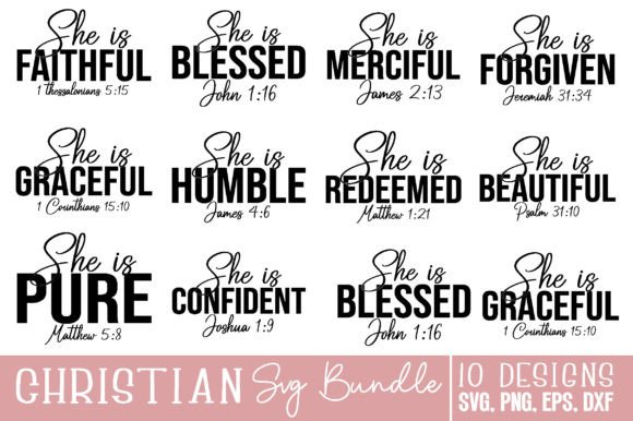 Christian Scripture SVG Bundle: Graphics & T-Shirt Designs