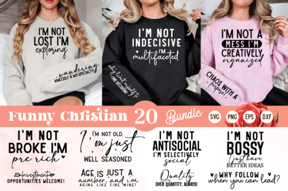 Funny Christian Sleeve SVG Bundle: Graphics & T-Shirt Designs